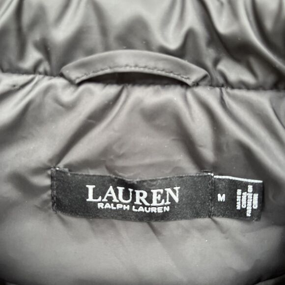 Lauren Ralph Quilted Puffer Vest Womens Medium Black Crest Crown Equestrian Snap - Picture 3 of 7